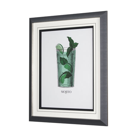 Vintage Cocktails-Mojito by Gwen Aspell Hand Embelished Textured Framed Art Print Matted under Glass by Mercana at Eve Furniture