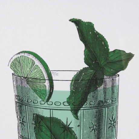 Vintage Cocktails-Mojito by Gwen Aspell Hand Embelished Textured Framed Art Print Matted under Glass by Mercana at Eve Furniture
