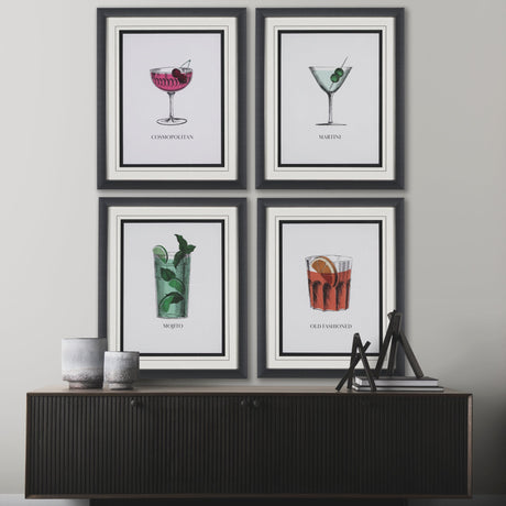 Vintage Cocktails-Mojito by Gwen Aspell Hand Embelished Textured Framed Art Print Matted under Glass by Mercana at Eve Furniture