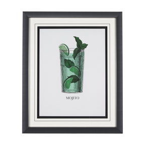 Vintage Cocktails-Mojito by Gwen Aspell Hand Embelished Textured Framed Art Print Matted under Glass by Mercana at Eve Furniture