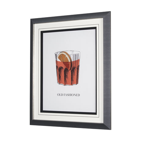 Vintage Cocktails-Old Fashion by Gwen Aspell Hand Embellished Framed Art Print Matted under Glass by Mercana at Eve Furniture