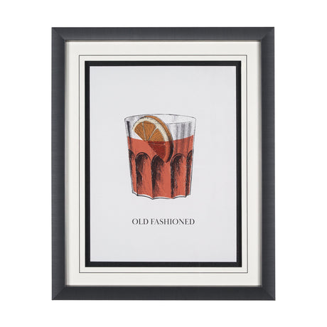 Vintage Cocktails-Old Fashion by Gwen Aspell Hand Embellished Framed Art Print Matted under Glass by Mercana at Eve Furniture