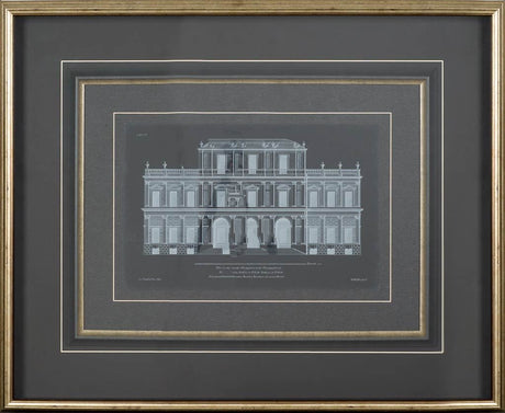 Vintage Facade Blueprint I by H. Hulsburgh a Framed Art Print Matted under Glass by Mercana at Eve Furniture