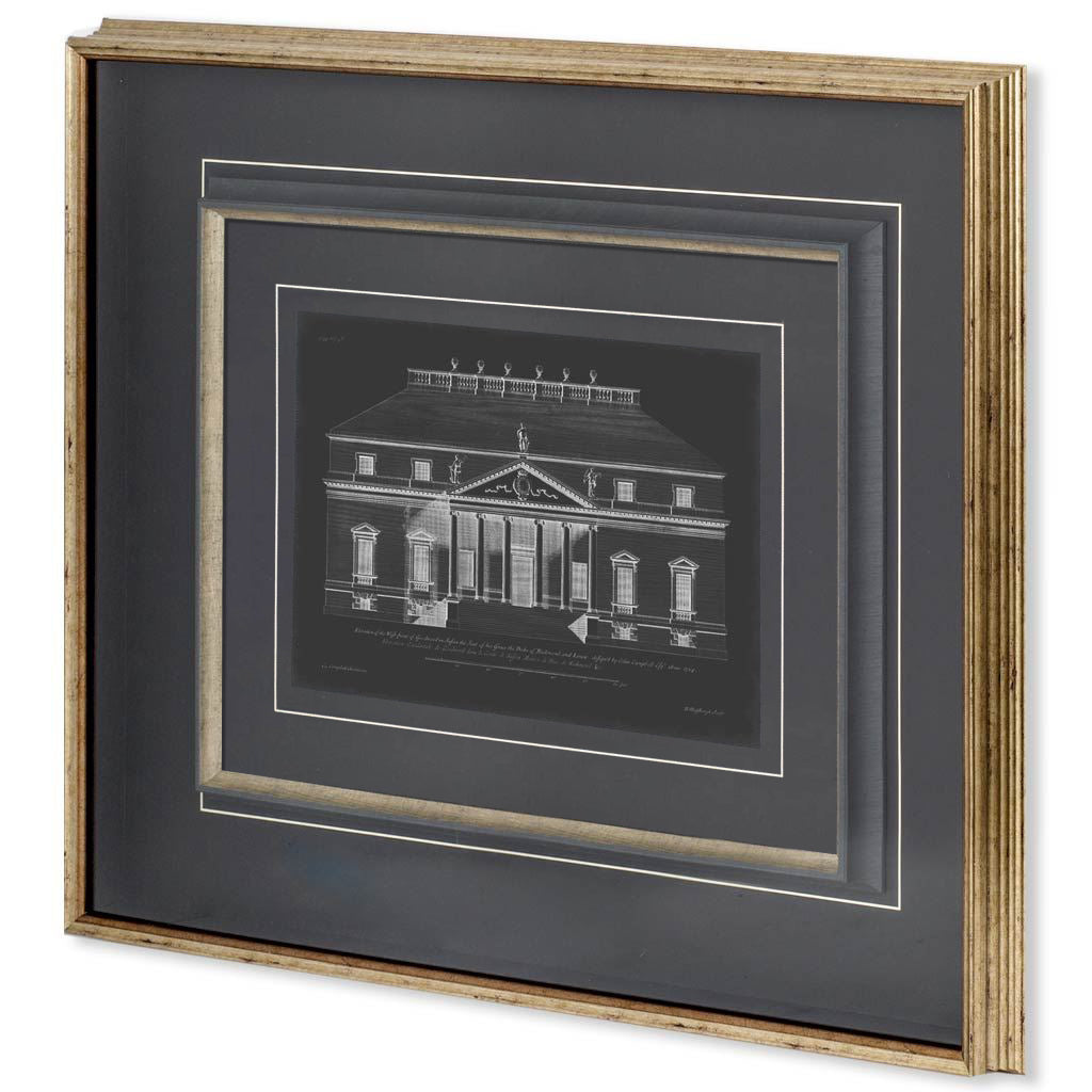 Vintage Facade Blueprint II by H. Hulsburgh a Framed Art Print Matted under Glass by Mercana at Eve Furniture