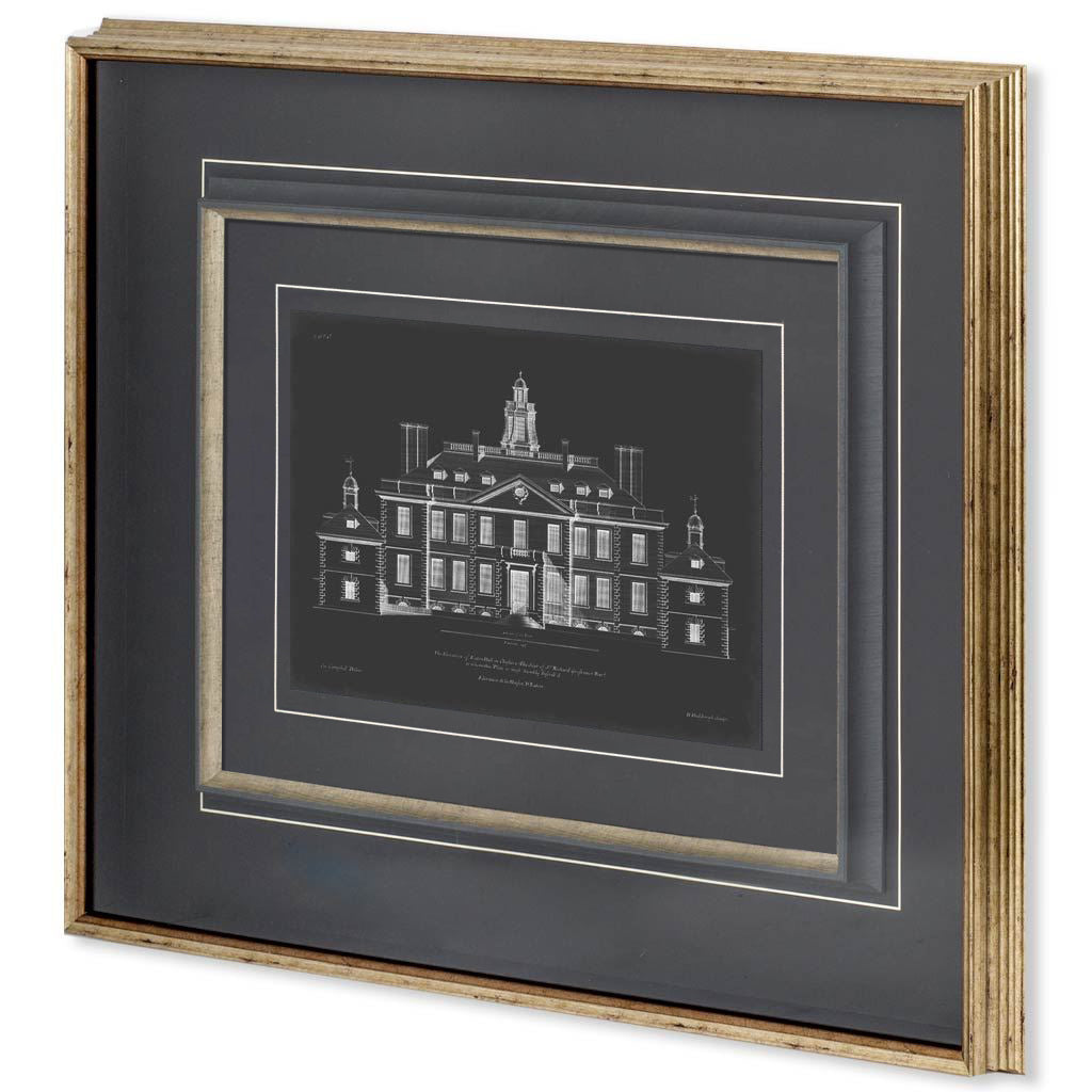 Vintage Facade Blueprint III by H. Hulsburgh a Framed Art Print Matted under Glass by Mercana at Eve Furniture