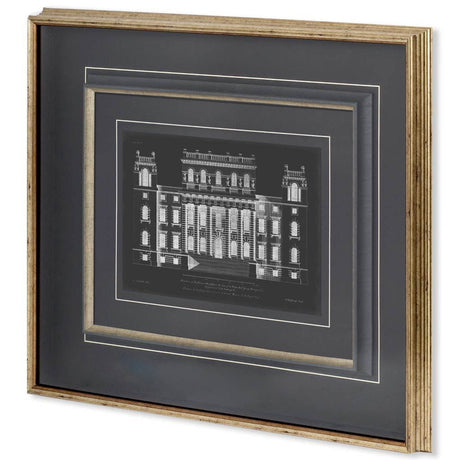 Vintage Facade Blueprint VI by H. Hulsburgh a Framed Art Print Matted under Glass by Mercana at Eve Furniture