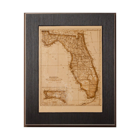 Vintage Florida Map by Mercana Studio a Hand Embellished Textured Framed Art Print by Mercana at Eve Furniture