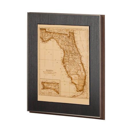 Vintage Florida Map by Mercana Studio a Hand Embellished Textured Framed Art Print by Mercana at Eve Furniture
