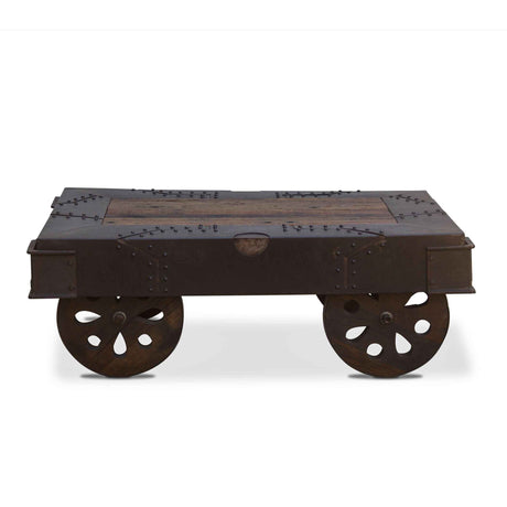 Vintage Industrial 48" Wheeled Coffee Table by Home Trends & Design at Eve Furniture