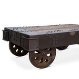Vintage Industrial 48" Wheeled Coffee Table by Home Trends & Design at Eve Furniture