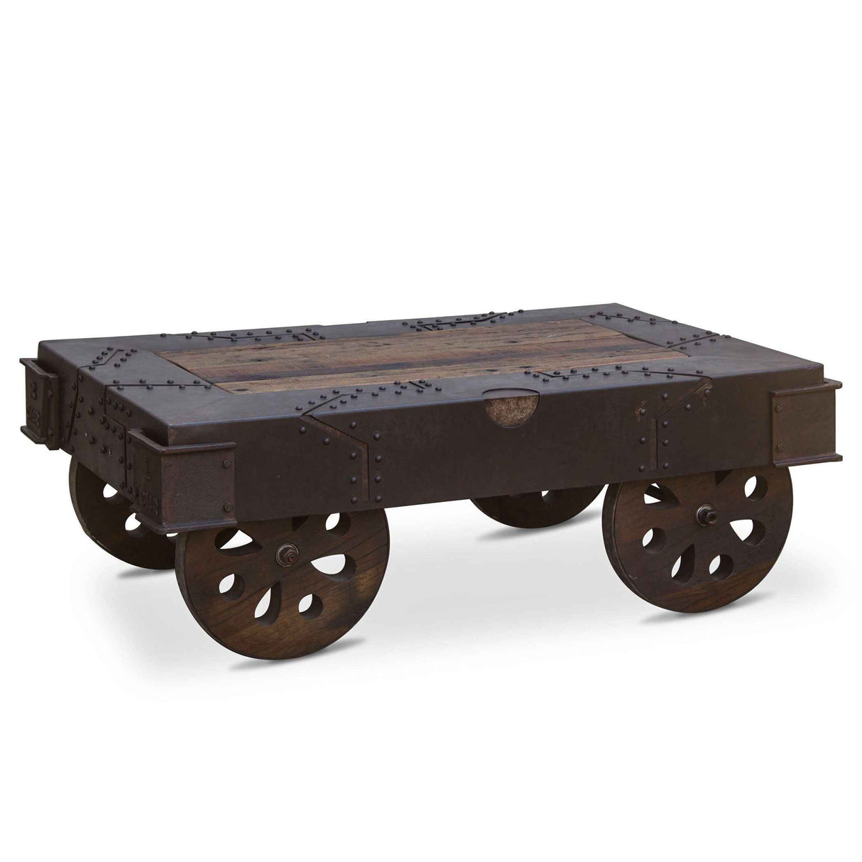 Vintage Industrial 48" Wheeled Coffee Table by Home Trends & Design at Eve Furniture
