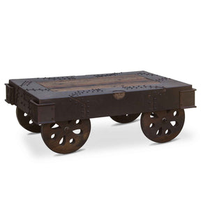 Vintage Industrial 48" Wheeled Coffee Table by Home Trends & Design at Eve Furniture