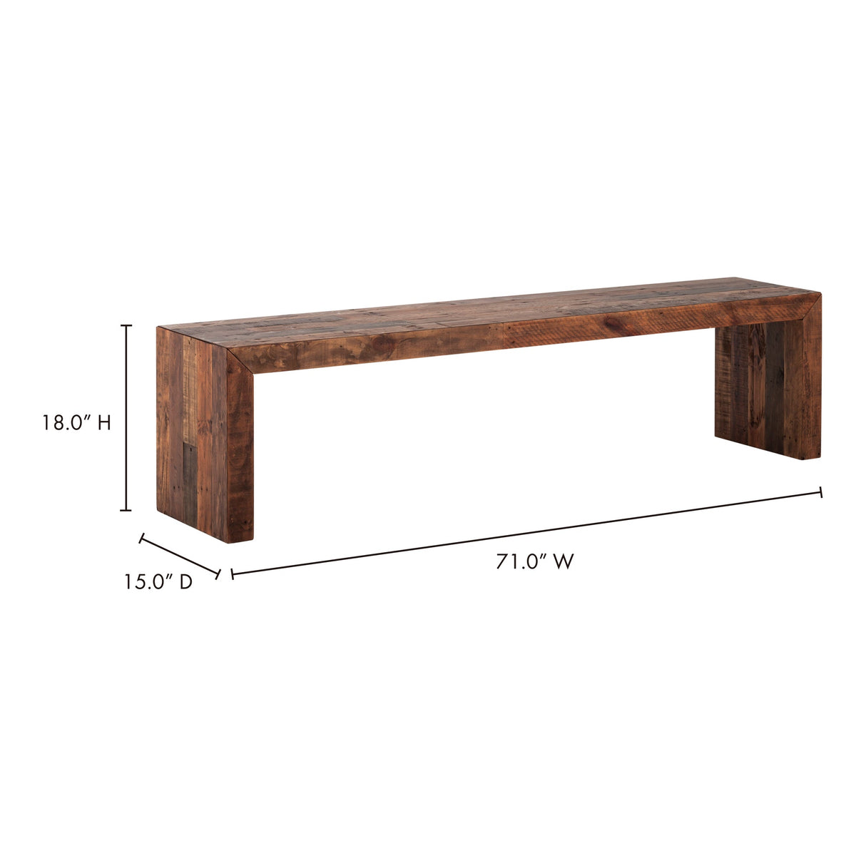 Vintage Light Brown Large Bench by Moe's Home at Eve Furniture