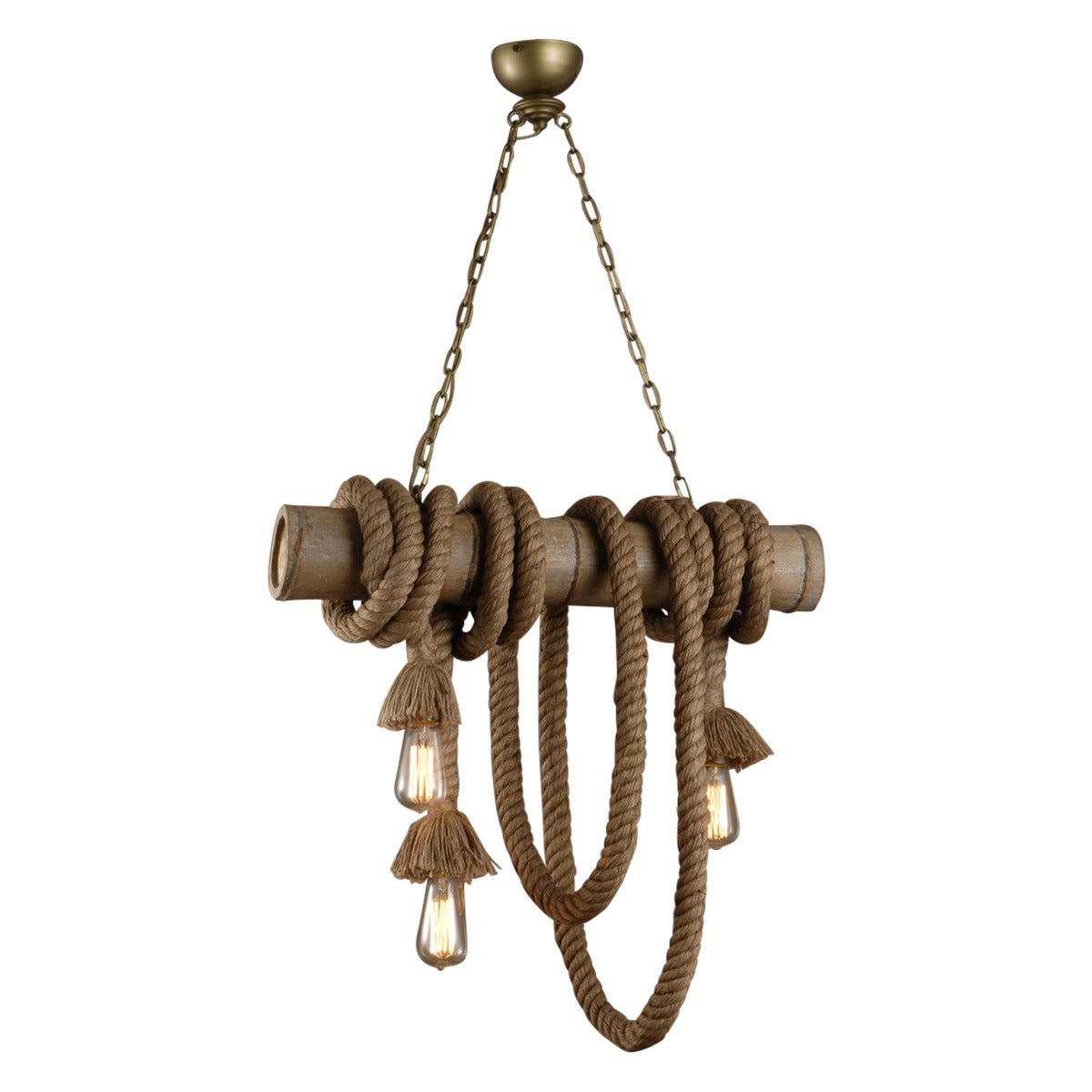 Vintage Light Three Light Bamboo and Rope Pendant by Home Trends & Design at Eve Furniture