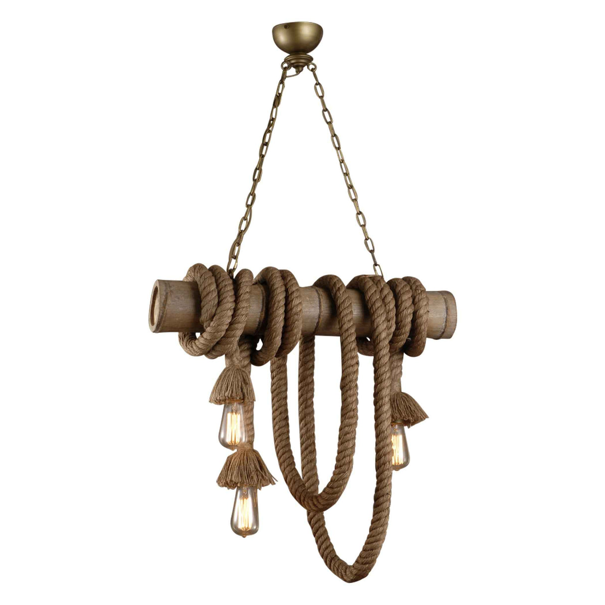 Vintage Light Three Light Bamboo and Rope Pendant by Home Trends & Design at Eve Furniture