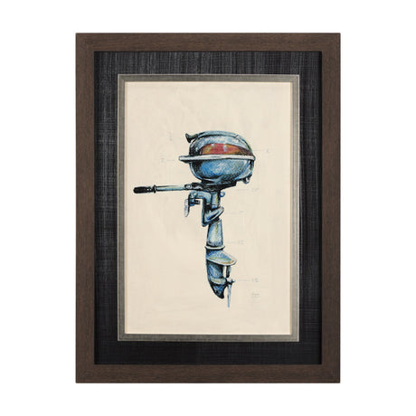 Vintage Motor I by Mercana Studio a Hand Embellished Textured Framed Art Print by Mercana at Eve Furniture