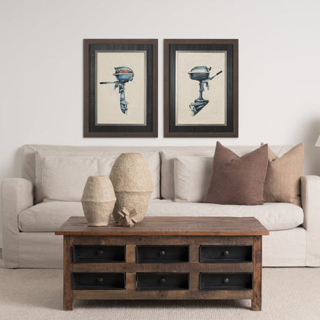 Vintage Motor II by Mercana Studio a Hand Embellished Textured Framed Art Print by Mercana at Eve Furniture