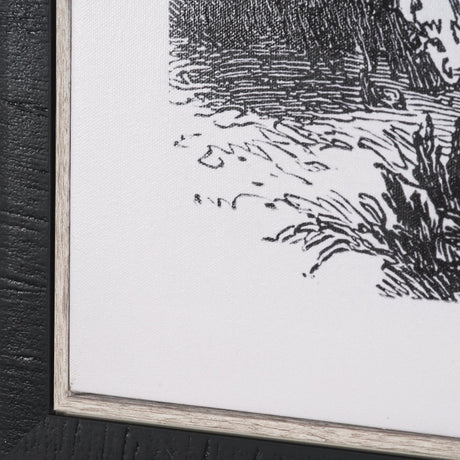 Vintage Palm Tree Drawing I by Les Palmiers Histoire Embellished Textured Framed Canvas by Mercana at Eve Furniture