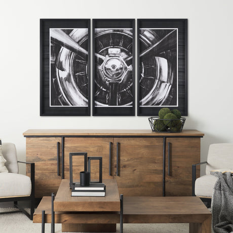 Vintage Propeller I by Ethan Harper a Hand Embelished Textured Framed Art Print Matted under Glass by Mercana at Eve Furniture
