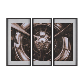 Vintage Propeller (Sepia) (Set of 3) by Ethan Harper Framed Artwork Matted under Glass by Mercana at Eve Furniture