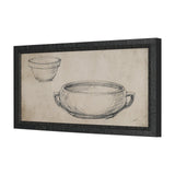 Vintage Tableware Sketch (Set of 2) by Mercana Studio Hand Embelished Textured Framed Canvas Matted by Mercana at Eve Furniture