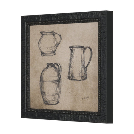 Vintage Tableware Sketch (Set of 2) by Mercana Studio Hand Embelished Textured Framed Canvas Matted by Mercana at Eve Furniture