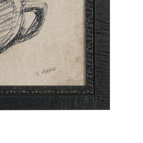 Vintage Tableware Sketch (Set of 2) by Mercana Studio Hand Embelished Textured Framed Canvas Matted by Mercana at Eve Furniture