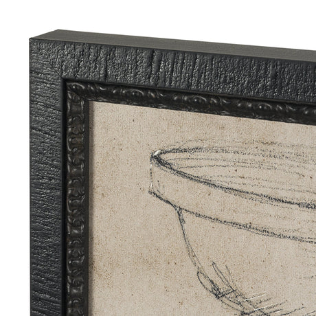 Vintage Tableware Sketch (Set of 2) by Mercana Studio Hand Embelished Textured Framed Canvas Matted by Mercana at Eve Furniture