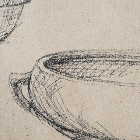 Vintage Tableware Sketch (Set of 2) by Mercana Studio Hand Embelished Textured Framed Canvas Matted by Mercana at Eve Furniture