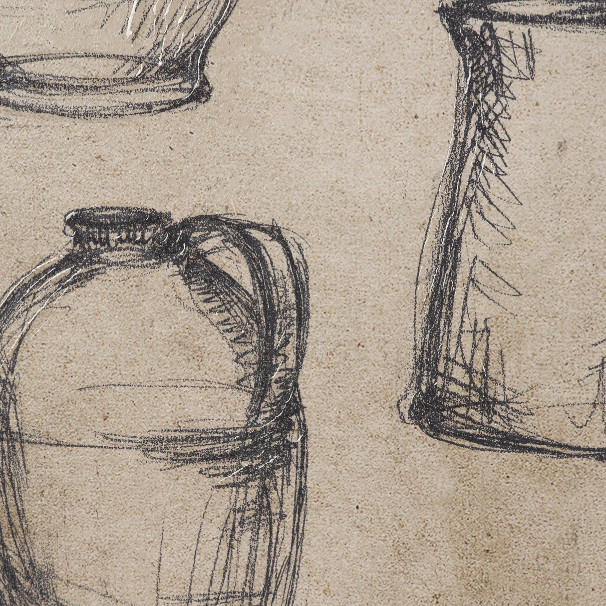 Vintage Tableware Sketch (Set of 2) by Mercana Studio Hand Embelished Textured Framed Canvas Matted by Mercana at Eve Furniture