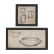 Vintage Tableware Sketch (Set of 2) by Mercana Studio Hand Embelished Textured Framed Canvas Matted by Mercana at Eve Furniture