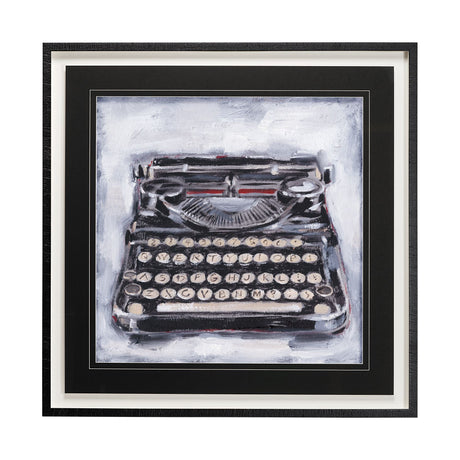 Vintage Typewriter I by Ethan Harper a Hand Embellished Textured Framed Art Print Matted under Glass by Mercana at Eve Furniture