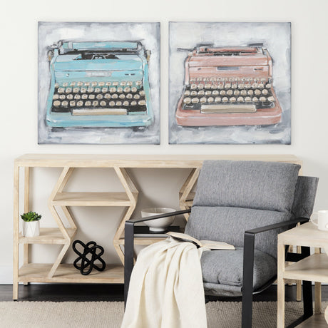 Vintage Typewriter IV by Ethan Harper a Hand Embellished Textured Canvas by Mercana at Eve Furniture