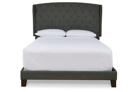Vintasso Charcoal King Upholstered Platform Bed by Ashley at Eve Furniture