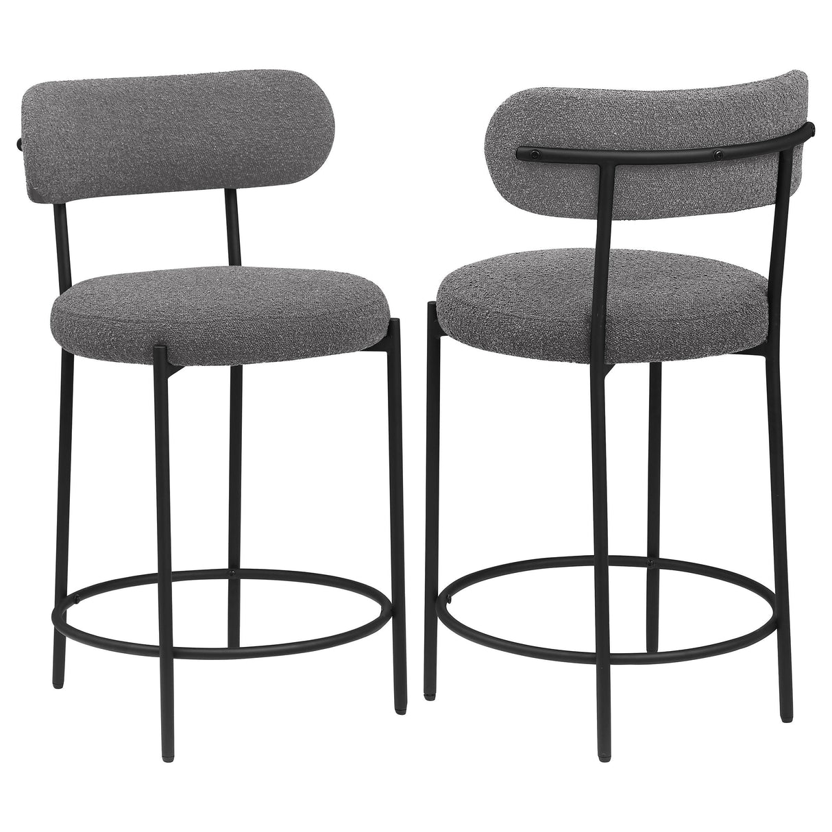 Viola Boucle Upholstered Counter Stool Black (Set of 2)