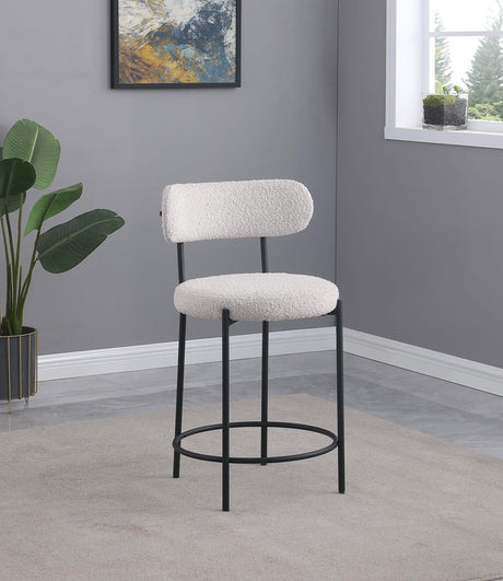 Viola Boucle Upholstered Counter Stool Cream (Set of 2)