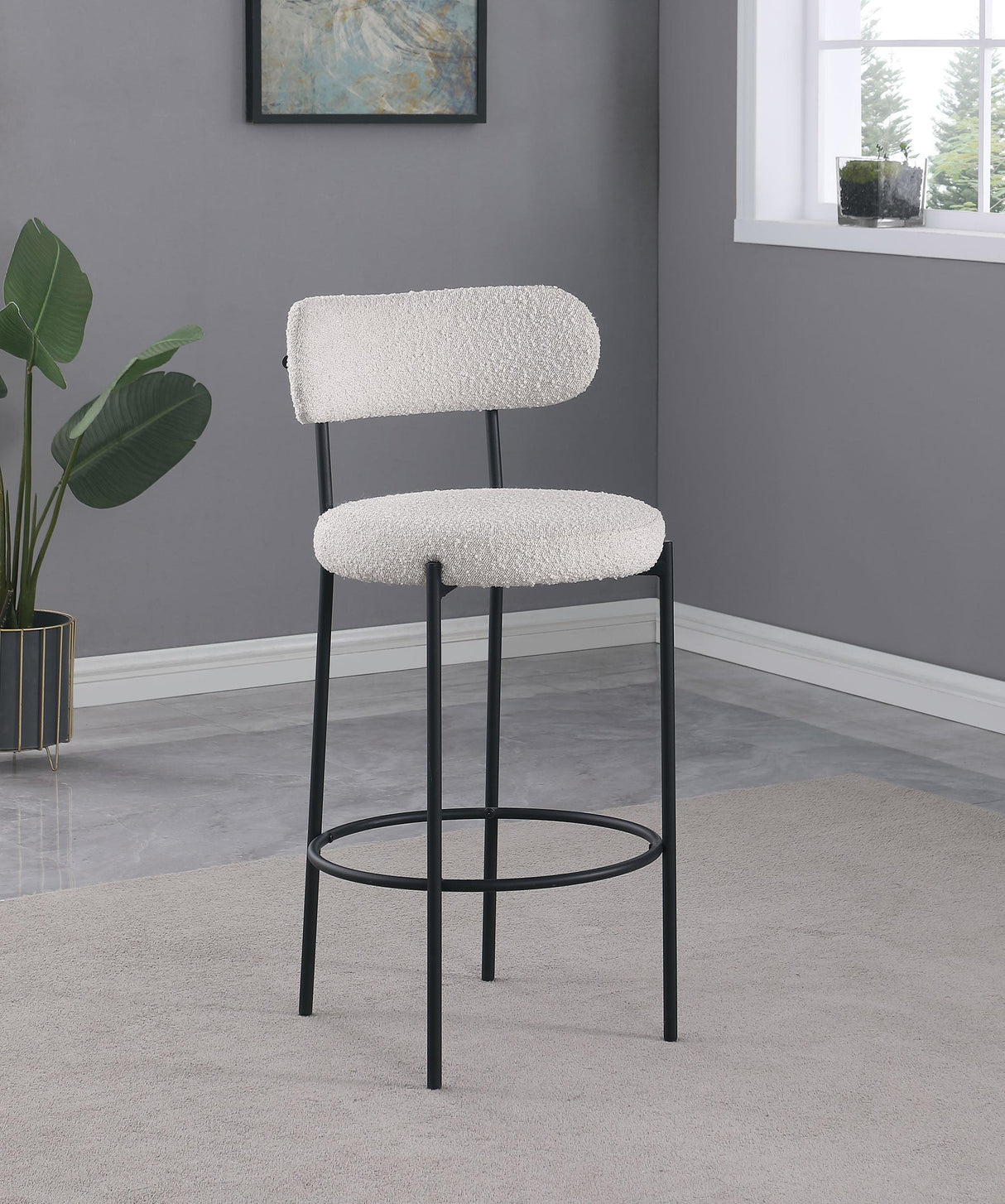 Viola Cream Boucle Upholstered Bar Stool, Set of 2 by Coaster at Eve Furniture