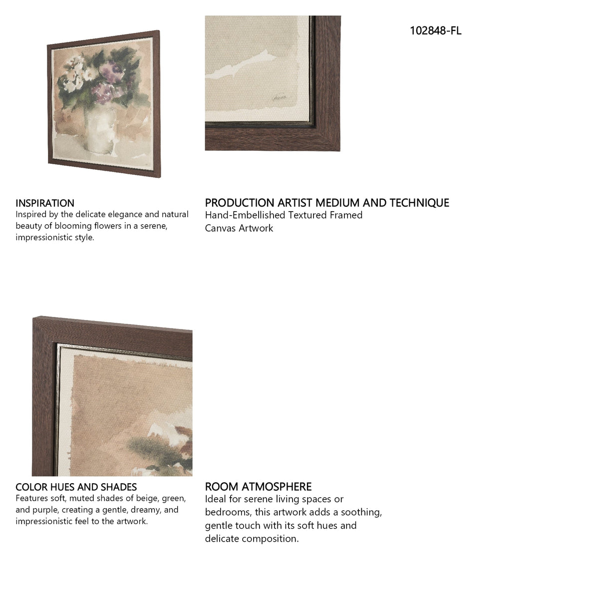 Violet by Mercana Studio Hand-Embellished Textured Framed Canvas Artwork by Mercana at Eve Furniture