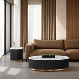 Virden Black/White/Gold Oval Cocktail Table by Furniture of America at Eve Furniture