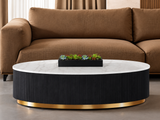 Virden Black/White/Gold Oval Cocktail Table by Furniture of America at Eve Furniture