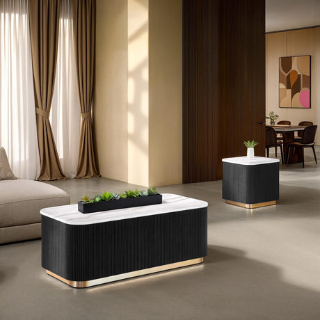 Virden Black/White/Gold Rectangle Cocktail Table by Furniture of America at Eve Furniture