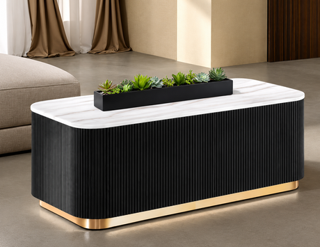 Virden Black/White/Gold Rectangle Cocktail Table by Furniture of America at Eve Furniture