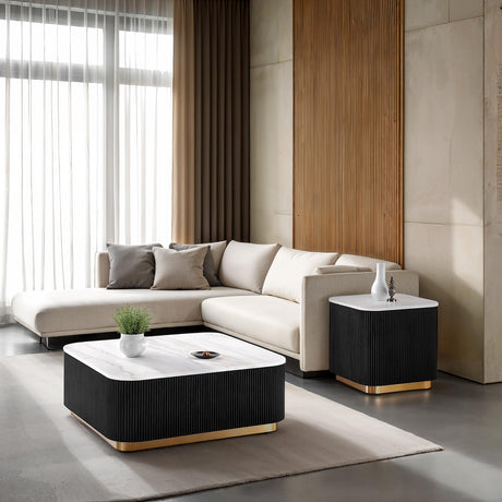Virden Black/White/Gold Square Cocktail Table by Furniture of America at Eve Furniture