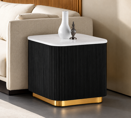 Virden Black/White/Gold Square End Table by Furniture of America at Eve Furniture