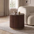 Virden Dark Brown Round End Table by Furniture of America at Eve Furniture