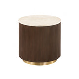 Virden Dark Brown/Light Beige Round End Table by Furniture of America at Eve Furniture