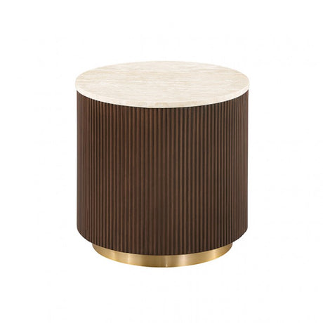 Virden Dark Brown/Light Beige Round End Table by Furniture of America at Eve Furniture