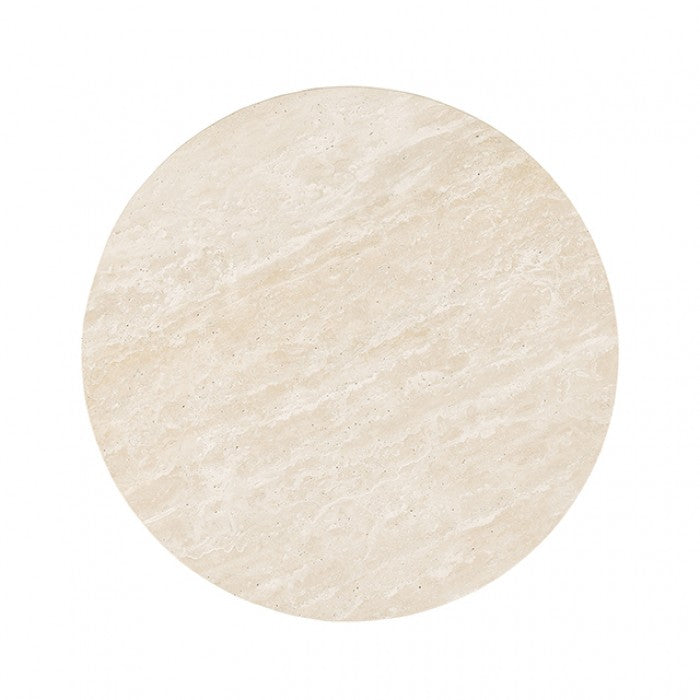 Virden Dark Brown/Light Beige Round End Table by Furniture of America at Eve Furniture