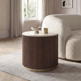 Virden Dark Brown/Light Beige Round End Table by Furniture of America at Eve Furniture