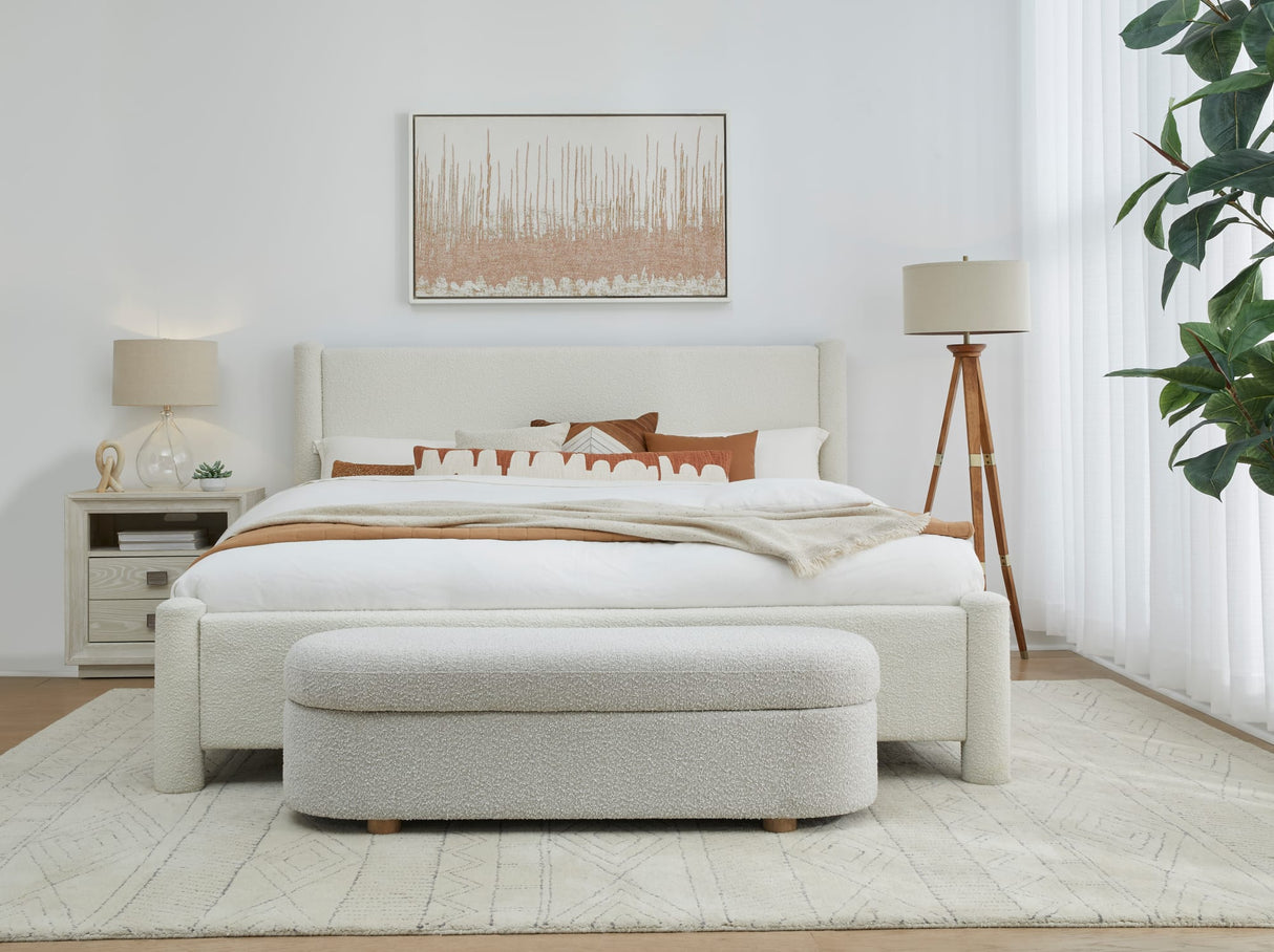 Virgil Burke Cottage Cheese King Upholstered Platform Bed by Modus Furniture at Eve Furniture